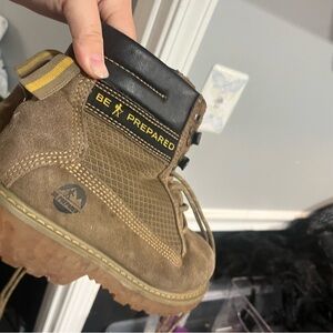 Brown Hiking Boots with Black and Yellow Accents